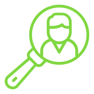 Mask group-1 A green pixel art style picture of a person with a magnifying glass.