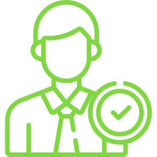 Mask group A green icon of a person holding a clock