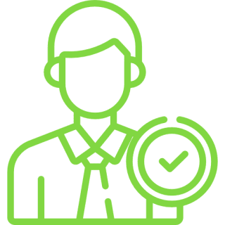 A green icon of a person holding a clock