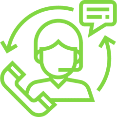 A green icon of a person with arrows around them.